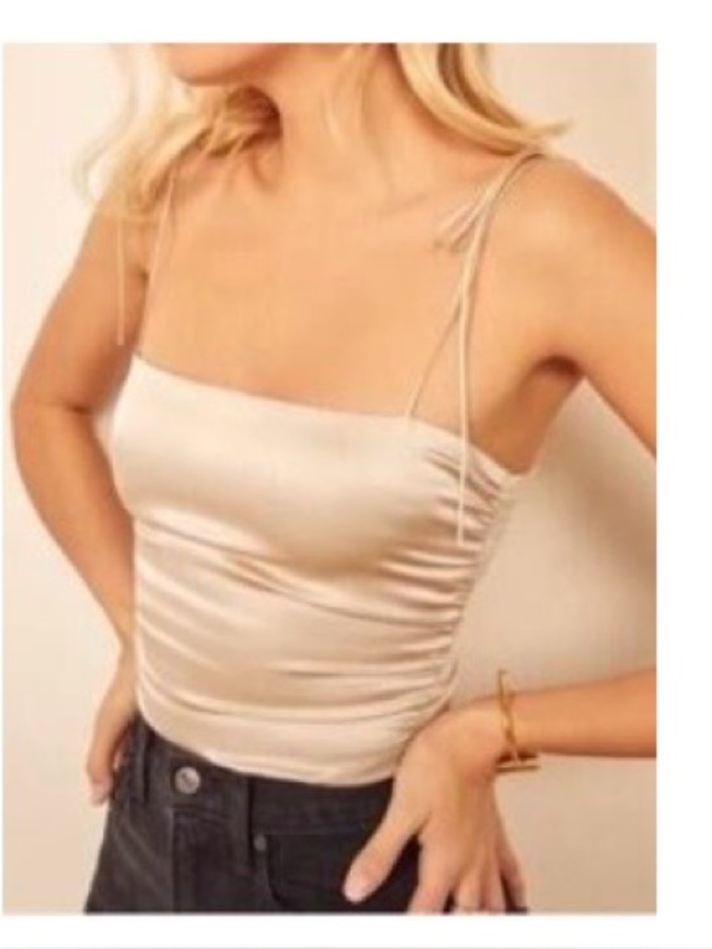 Reformation Satin Slip Cami in Champagne Pearl